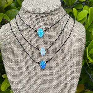 Synthetic Opal Hamsa Necklace- Hand of Fatima Necklace-Hamsa Hand Necklace-Blue Opal Hamsa -Jewelry for protection-Yoga Gifts-Gold Filled .