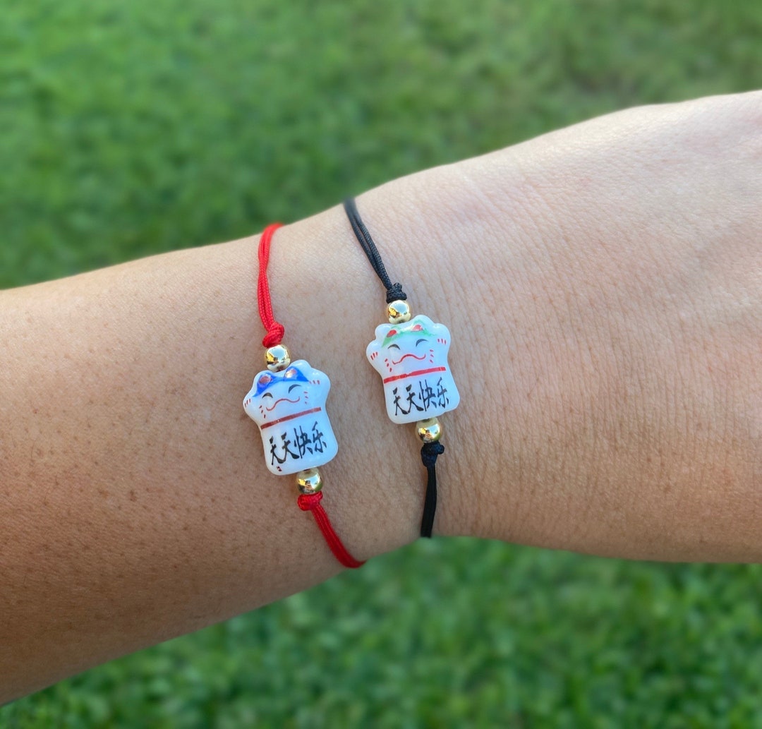 Maneki Neko Bracelet Fortune Cat Bracelet Adjustable Bracelet Good Luck