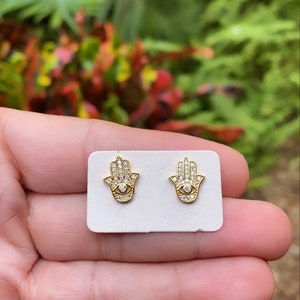 HAMSA Earrings • 18 K Goldfilled Earrings • Mano de fatima Earrings • Micro Zircon Earrings  • Earrings for protection • Hamsa Jewelry •