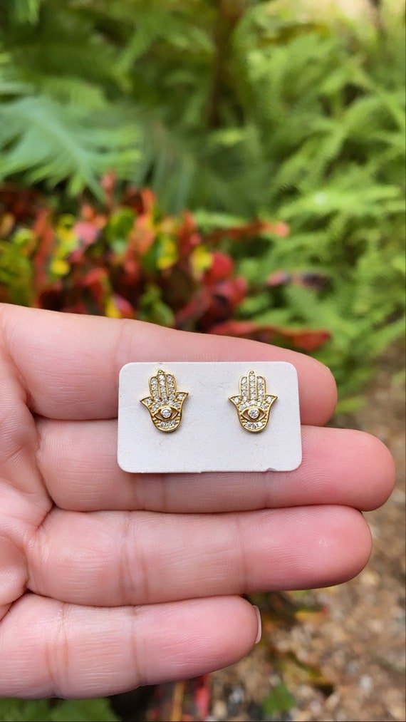 Blue and Clear Hamsa Earrings Blue and Clear Hamsa Earrings