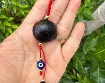 Handmade Evil Eye Keychain: Azabache Amulet, Red Cord Protection