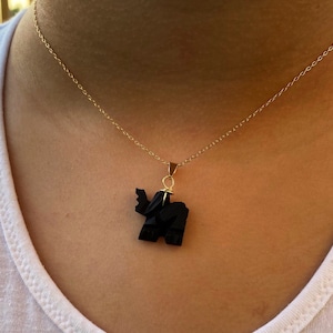 Azabache Elephant Necklace• Genuine Azabache • Protection Jewelry • 18K Gold Filled Chain • Carved Azabache • Jet Stone Necklace • Handmade•