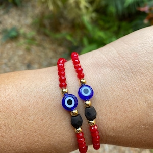 Pulsera de protección de azabache • Pulsera de azabache y mal de ojo • Pulsera de mal de ojo • Pulsera de piedra azabache • Pulsera de cuentas • Joyería