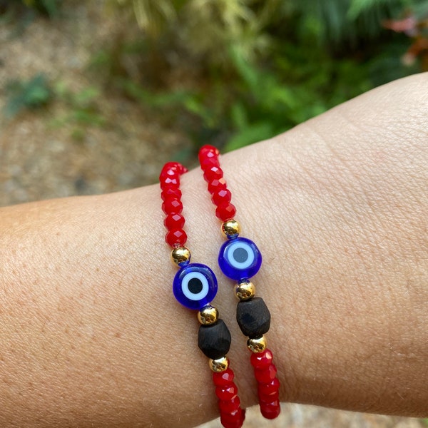 Azabache bescherming armband • Azabache en boze oog armband • Mal de ojo Pulsera• Jet Stone armband • kralen armband • sieraden