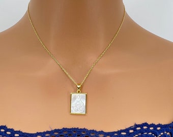 Goudgevulde parelmoer wonderbaarlijke medailleketting