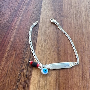 925 Sterling Silver Toddler Bracelet • Azabache and Evil eye Protection • Bracelet for protection • Genuine azabache • Toddler Bracelet •