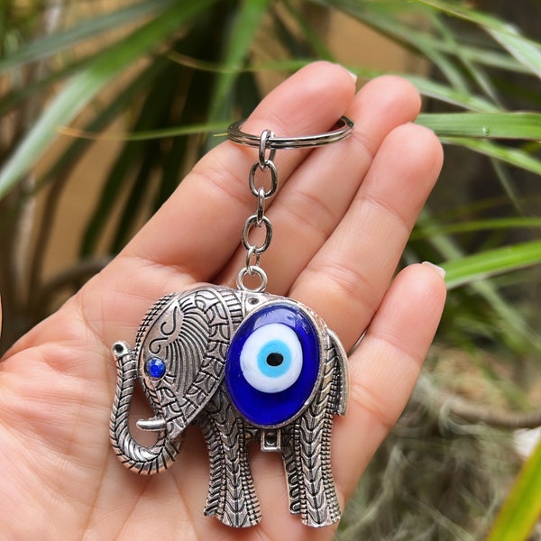 elephant evil  Eye Keychain •Elephant keychain• Good luck keychain •Turkish evil eye keychain • Good energy keychain • protection