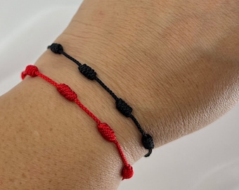 Bracciale a corda rossa a 7 nodi, braccialetto della Kabbalah, braccialetto di buona fortuna, braccialetto di protezione, braccialetto a corda rossa del destino, protezione del malocchio