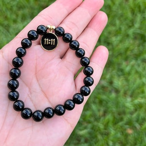 1111 Angel number Bracelet • Spiritual Gift • God Luck bracelet • Black Onyx bracelet • Beaded Bracelet • Onyx for protection • Crystals