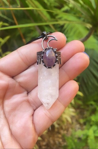 CrystalAge Collana Con Chip Di Ametista E Quarzo, Girocollo 45,7 Cm, Cristalli Naturali
