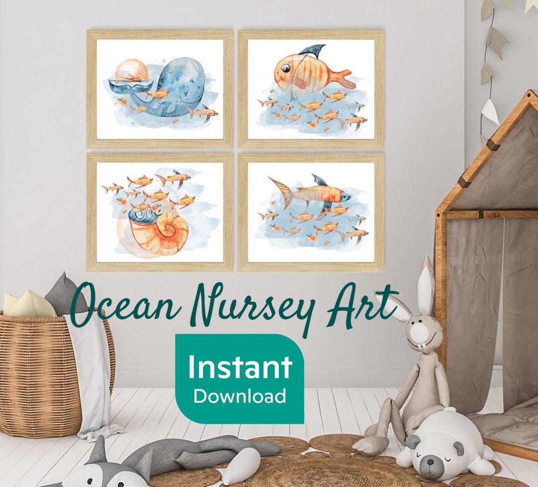 Printable Ocean Nursery Art | Printable Wall Art for Nursery | Baby ...
