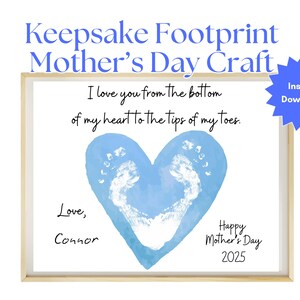Printable Mother’s Day Footprint Art – DIY Keepsake Craft for Kids & Toddlers, Gift for Mom| First Mother&#39;s Day Gift