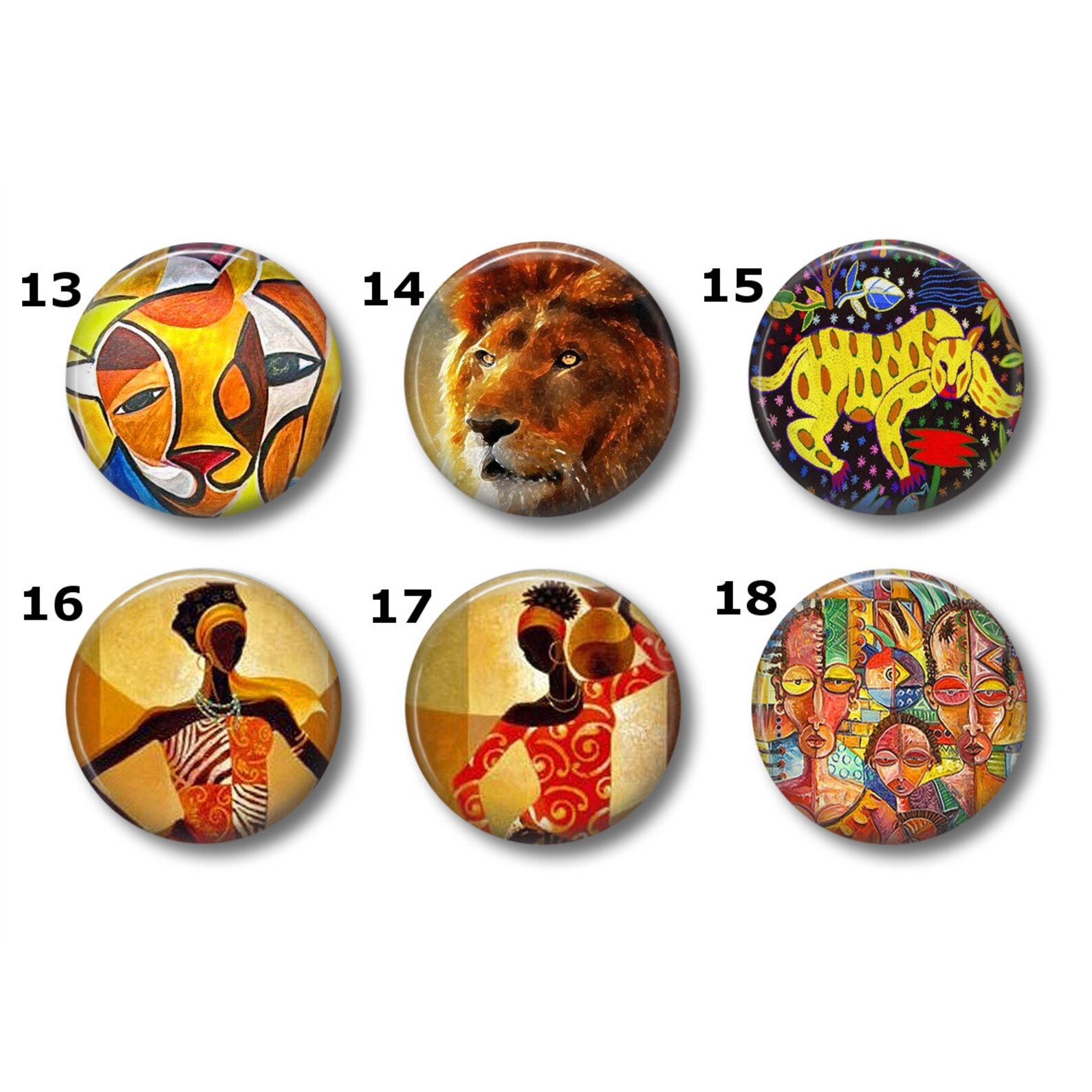 African Life or pins Choose your own set of 6 Etsy