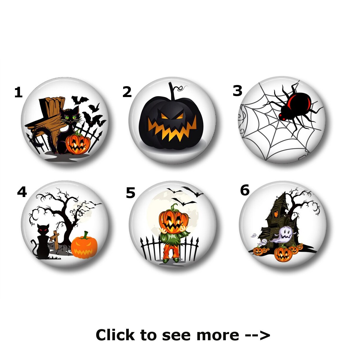 Haunted Halloween or pins Choose your own set of 6 Etsy