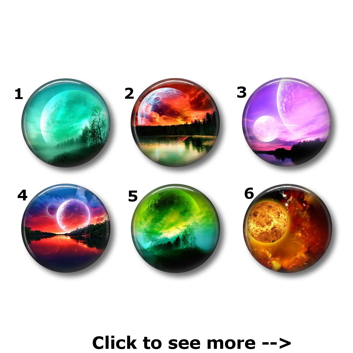Scifi Space or pins Choose your own set of 6 Etsy