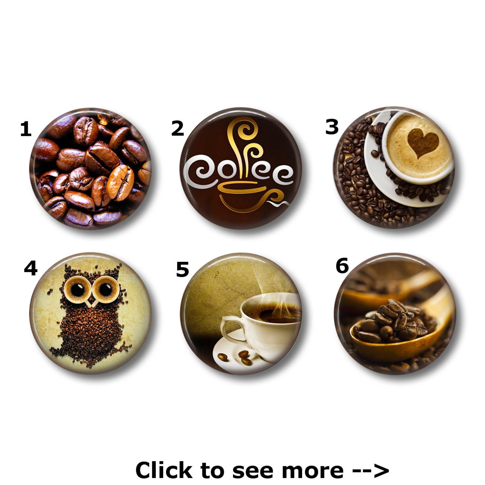 Coffee or pins Choose your own set of 6 Coffee Etsy