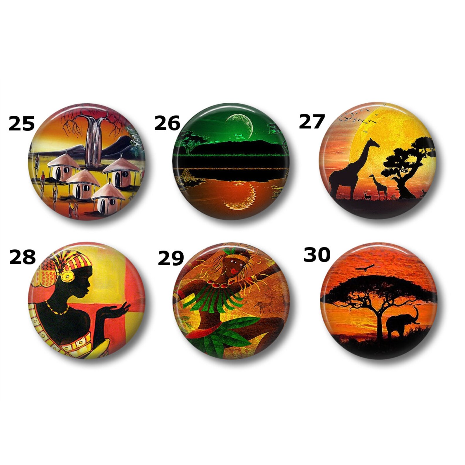 African Life or pins Choose your own set of 6 Etsy