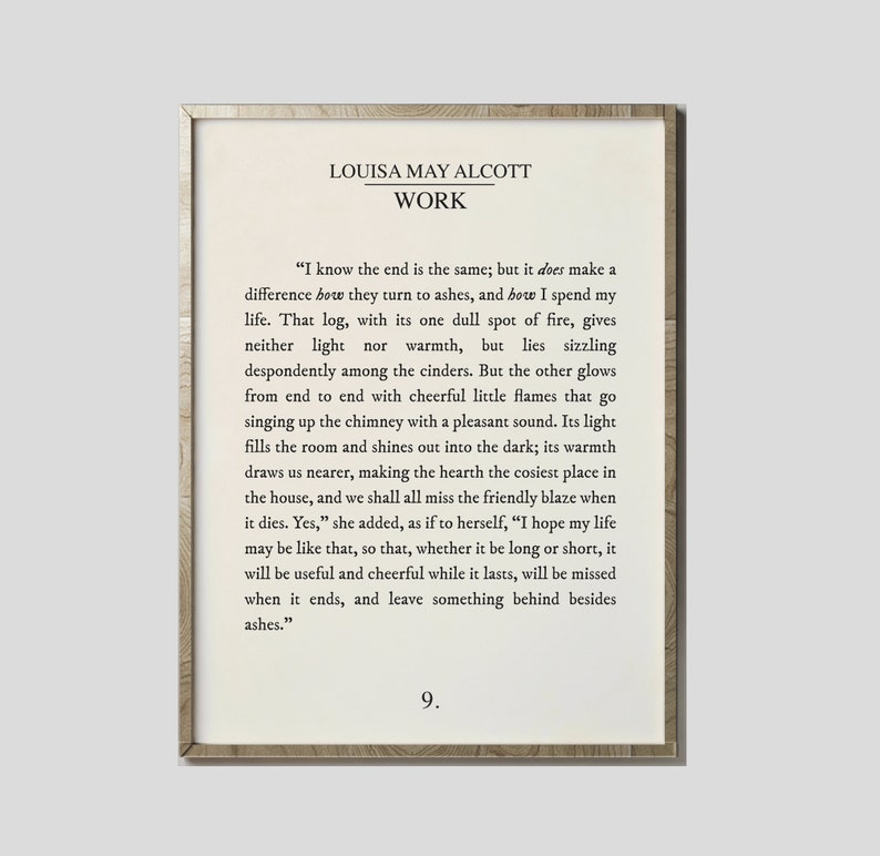Enlarged, Oversized Book Quote Print Louisa May Alcott work Instant ...