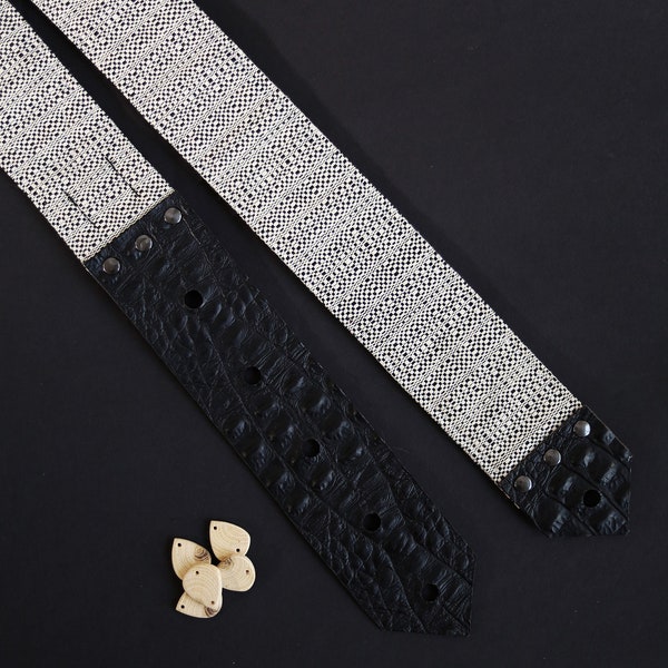 Guitar strap. Custom guitar strap. Mandolin strap. Handmade guitar strap. Bass strap. Fabric strap.