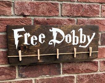 Free Dobby Wood Sign / Dobby Harry Potter House Elf / Laundry Room Sock Hanger / Painted Sign / Donate Single Socks / Lost Socks / S.P.E.W.