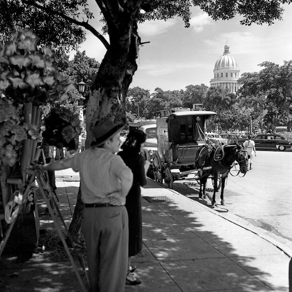 Central Park, Havana, Cuba, Vintage original photograph, 1950's photos, historic photos, fine art photography, black & white, wall decor