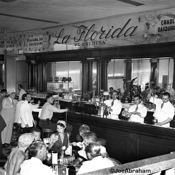 El Floridita Bar, Havana, Cuba, Vintage original photograph, 1950's photos, historic photos, fine art photography, black & white, wall decor