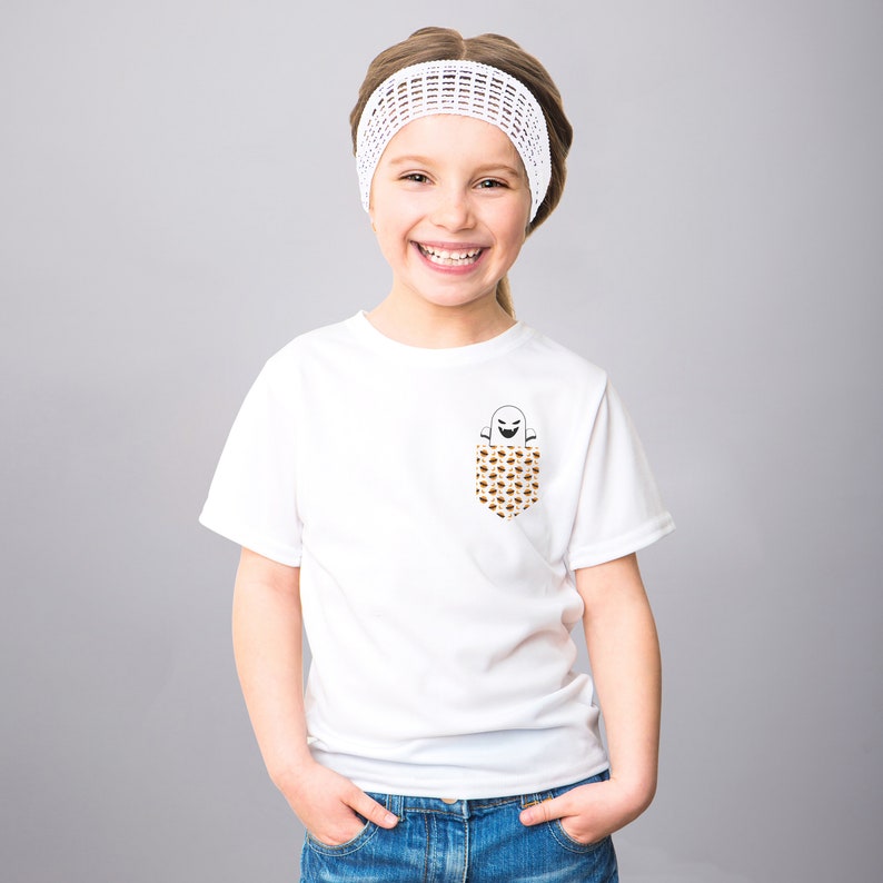 Ghost Pocket Shirt Kids Clothes Valentines Day Shirt Pocket T Shirt Ghost Funny Tshirt Family Outfit Children Clothing Printed Shirt PA1342