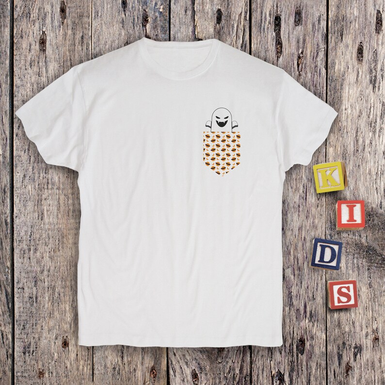 Ghost Pocket Shirt Kids Clothes Valentines Day Shirt Pocket T Shirt Ghost Funny Tshirt Family Outfit Children Clothing Printed Shirt PA1342