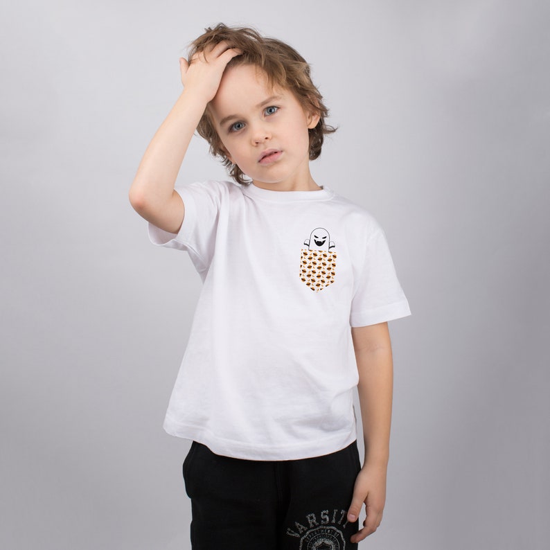 Ghost Pocket Shirt Kids Clothes Valentines Day Shirt Pocket T Shirt Ghost Funny Tshirt Family Outfit Children Clothing Printed Shirt PA1342