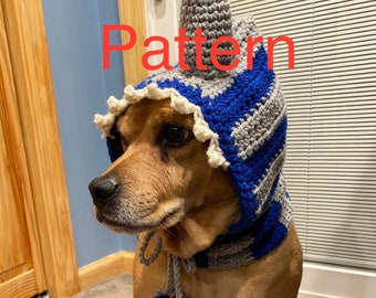 PATTERN Easy Crochet Striped Shark Dog and Cat Hat with Pom-pom's