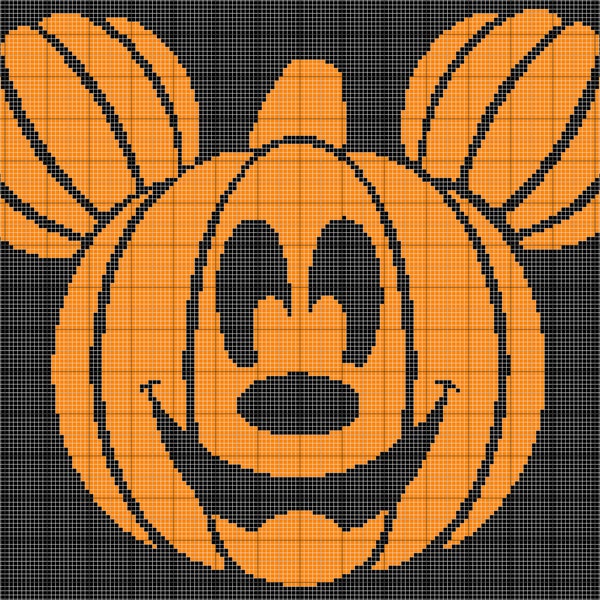 Mickey Pumpkin Head Blanket Crochet Graphgan Pattern Instructions