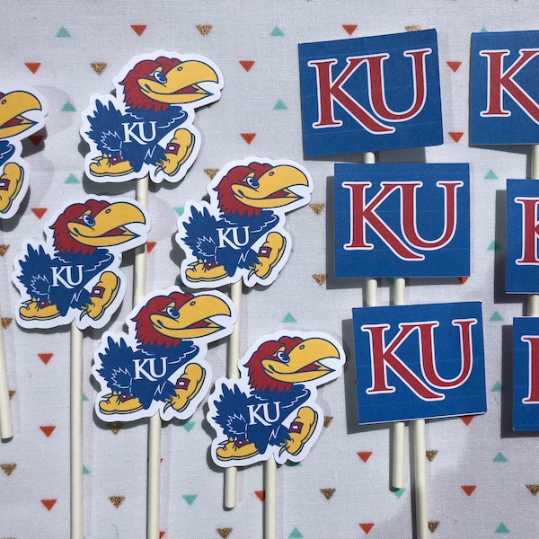 Kansas University | Kansas University Cupcake Toppers | Graduation Party | College Graduation Decorations | Rock Chalk Jayhawk | 2022 grad |