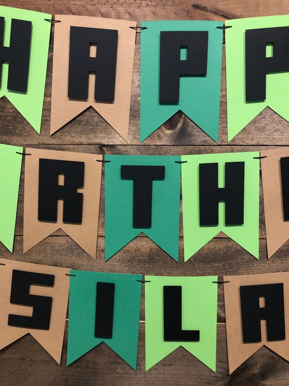 Minecraft Inspired Banner Happy Birthday Banner Video Game Etsy