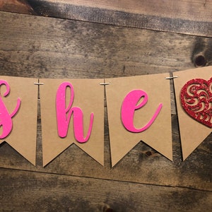 Valentine's Day Gender Reveal Valentine's Day Baby Shower Valentine's Day Gender Reveal Banner He Or She Banner Boy Or Girl Banner image 5