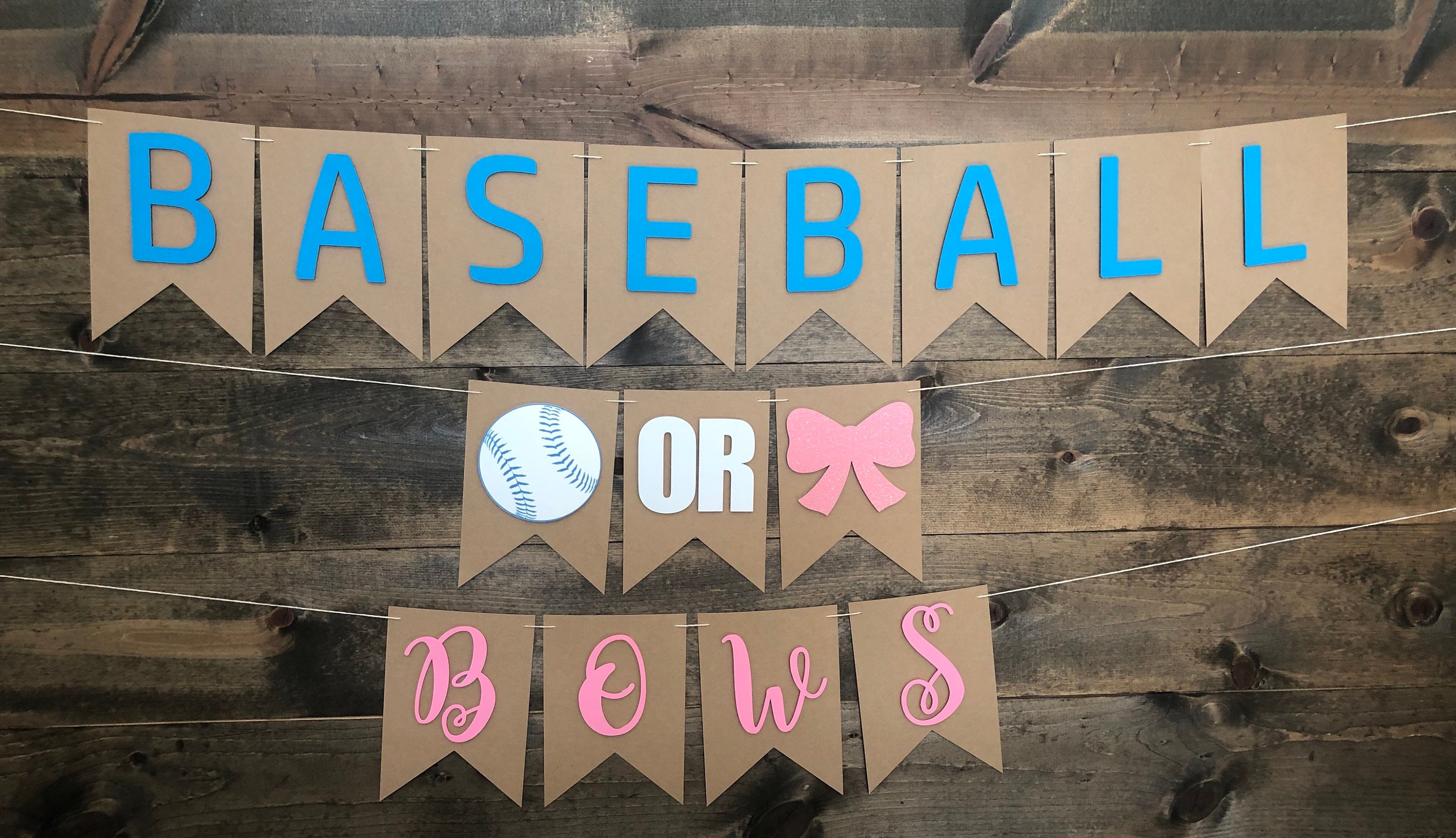 Baseball Or Bows Banner Gender Reveal Banner Baby Shower Etsy