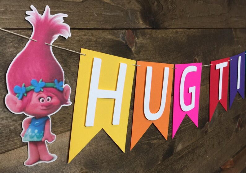 Trolls Banner Hug Time Banner Trolls Party Decor Poppy - Etsy