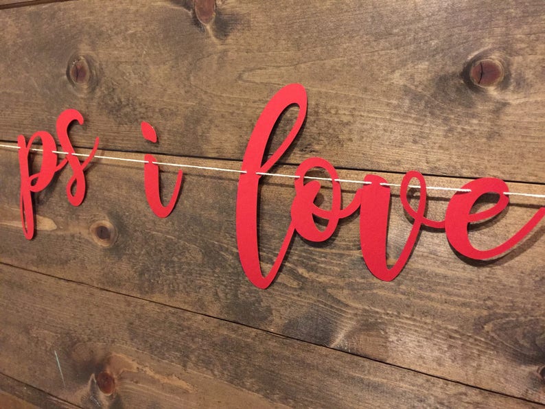 PS I Love You Garland Valentines Day Decorations Engagement Banner | PS I Love You Banner I Love You Banner Photo Prop