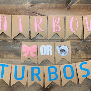 HAIR BOWS or TURBOS  | Gender Reveal Banner | Baby Shower Banner | Gender Reveal Party | Pink and Blue Banner | Gender Reveal Decorations