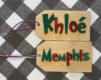 Ready To Ship | Personalized Wooden Stocking Tag | Ships Same Day | Custom Engraved Gift Tag |  Wooden Tag Place Setting | Modern Tag |