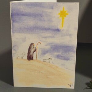 Ihnen wird ein Kind Hand gemalte religiöse Feiertags-Karten geboren