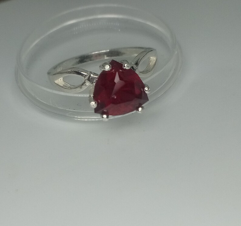 Handcut 2.6ct Garnet Silver Ring