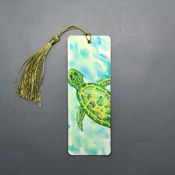 Hand Painted Sea Turtle Bookmark, animal bookmark, ocean bookmark, save the sea turtle