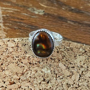 Handcut Fire Agate Sterling Silver Ring