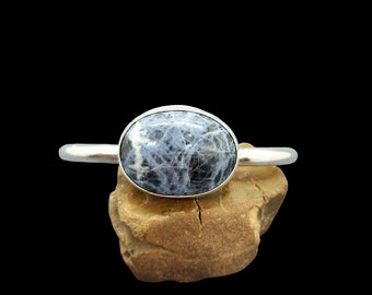 Handcut Sodalite Sterling Silver Unisex Cuff Bracelet