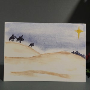 Cartão de Natal pintado à mão dos Reis Magos