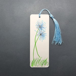 Hand Painted Dandelion Bookmark, flower bookmark, flower lover bookmark,