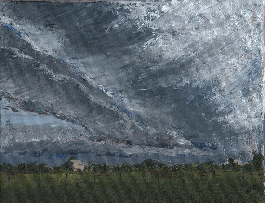 Spring Hill Squall Storm Landscape Farm Original Painting Download