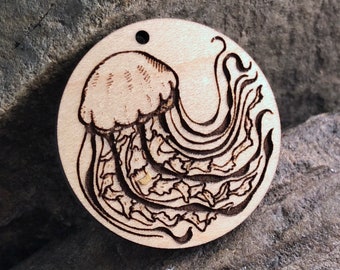 Jellyfish Wooden Pendant