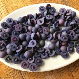 Lot of Vintage Dome Shaped Blue Plastic Buttons, Over 90 Blue Shank Buttons, Blueberry Colored Crafting Buttons, Sewing, 15 mm