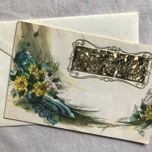Vintage &quot;Best Wishes&quot; Greeting Card, Gold Foil Message, Vintage Congrats Card, UNUSED, 1940&#39;s-50&#39;s